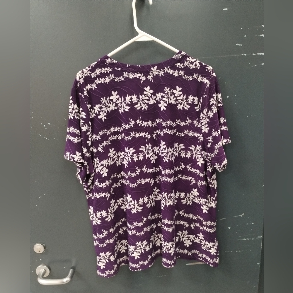 Croft & Barrow Shirt Womens 2X Plus White Purple Top Blouse Floral Casual Ladies - Picture 4 of 12